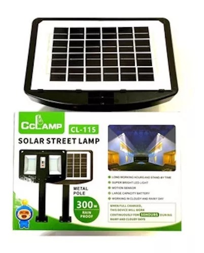 Lampara Calle Reflector Doble Panel Energía Solar 300w Cl-115